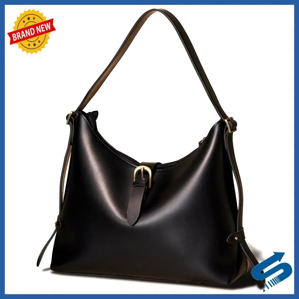 Vegan Leather Hobo Bag Crossbody Satchel Vintage Chic Adjustable Strap